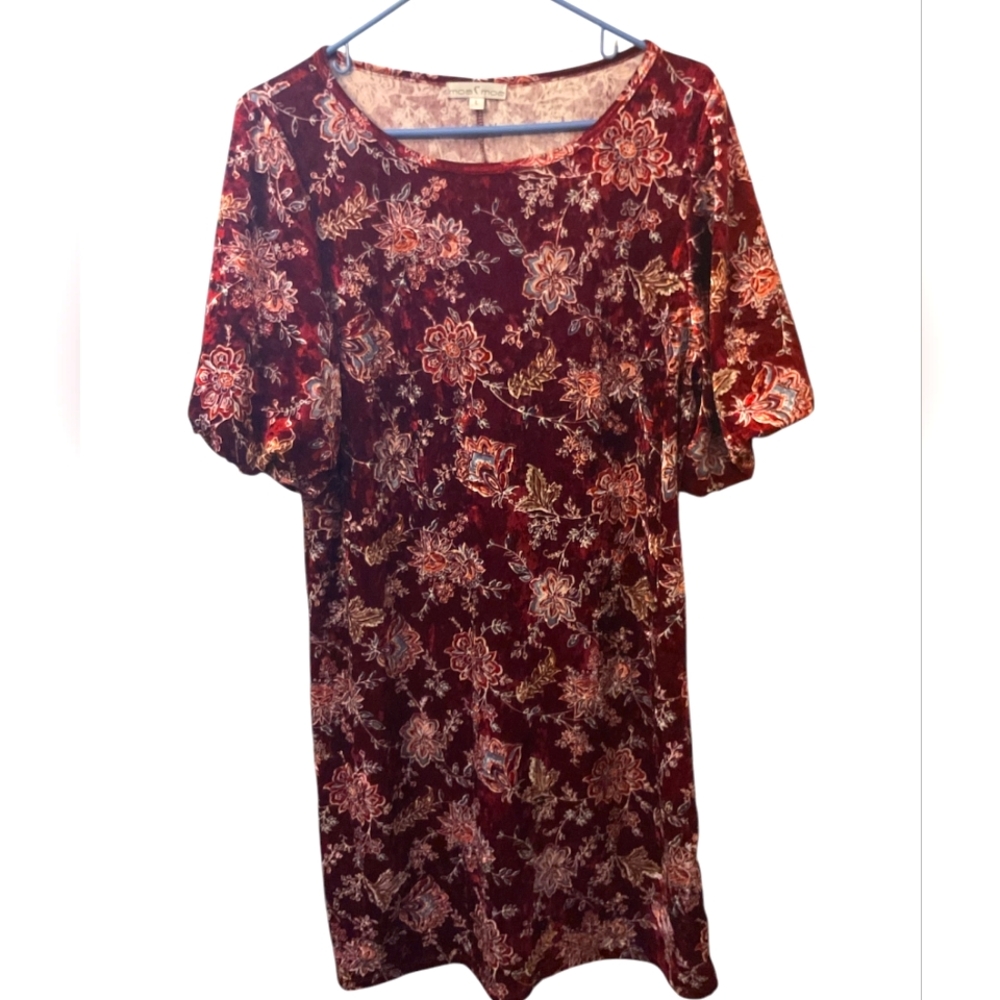 MOA MOA NWOT WOMENS L DRESS KNEE LENGTH VELVET BERRY